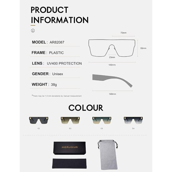 ✨ Allarallvr Oversized Square Vintage Women Black Trendy Classical Sunglasses - Picture 2 of 5